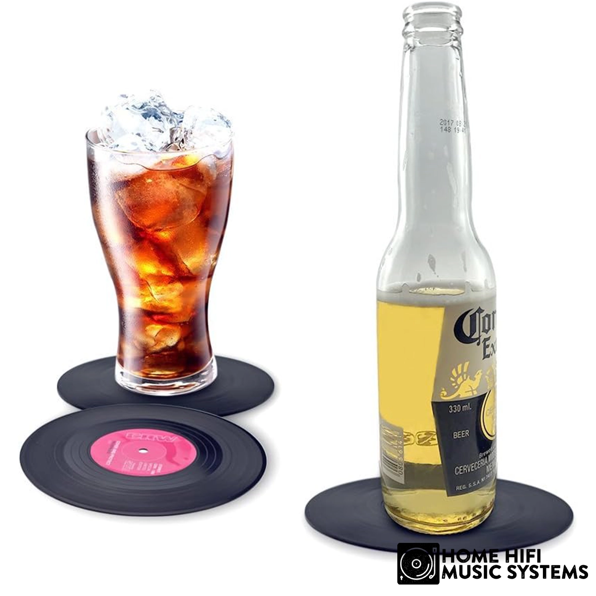 Vinyl Record Coasters, 6 Pieces of Retro Style Vinyl Coasters