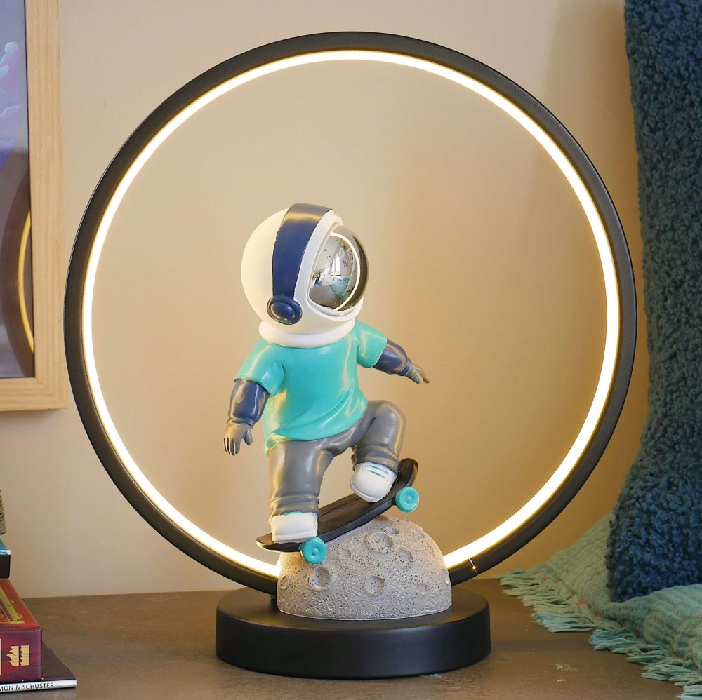 Steepletone Astro Skate Bedside Light �?Ultra Cool Astronaut figurine with Warm Glow LED Ring Light