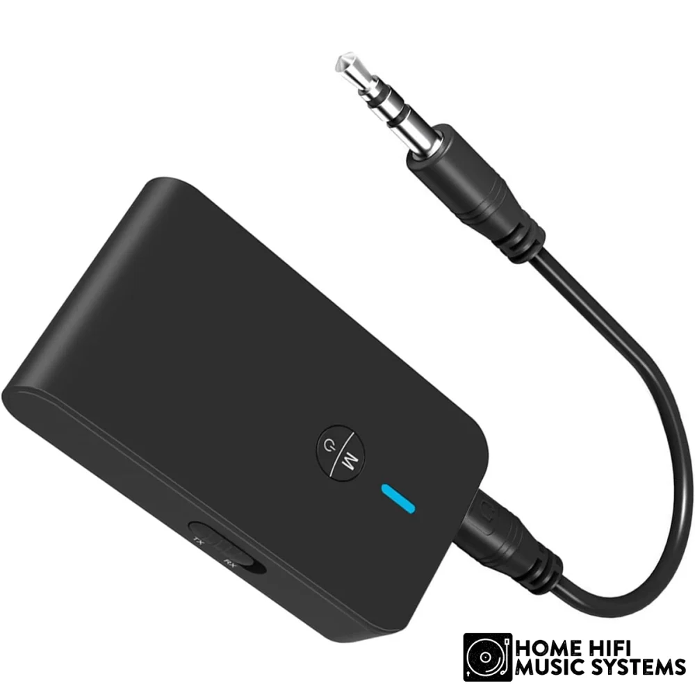 Bluetooth 5.0 Transmitter and Receiver, 2-in-1 Wireless Bluetooth Adapter, 3.5mm Bluetooth Audio Adapter for TV, PC, Headphones & Speakers (Black)
