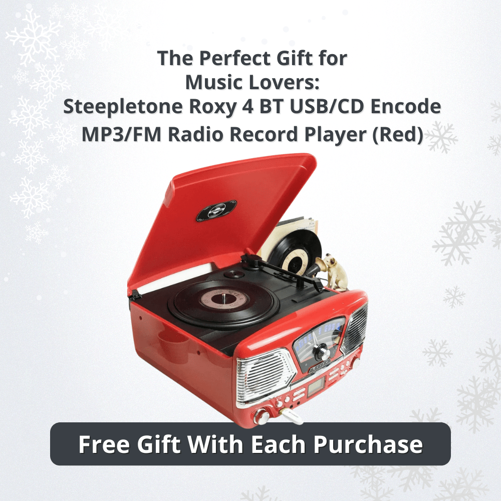 Steepletone Roxy 4 BT USB/CD Encode MP3/FM Radio Record Player (Red)