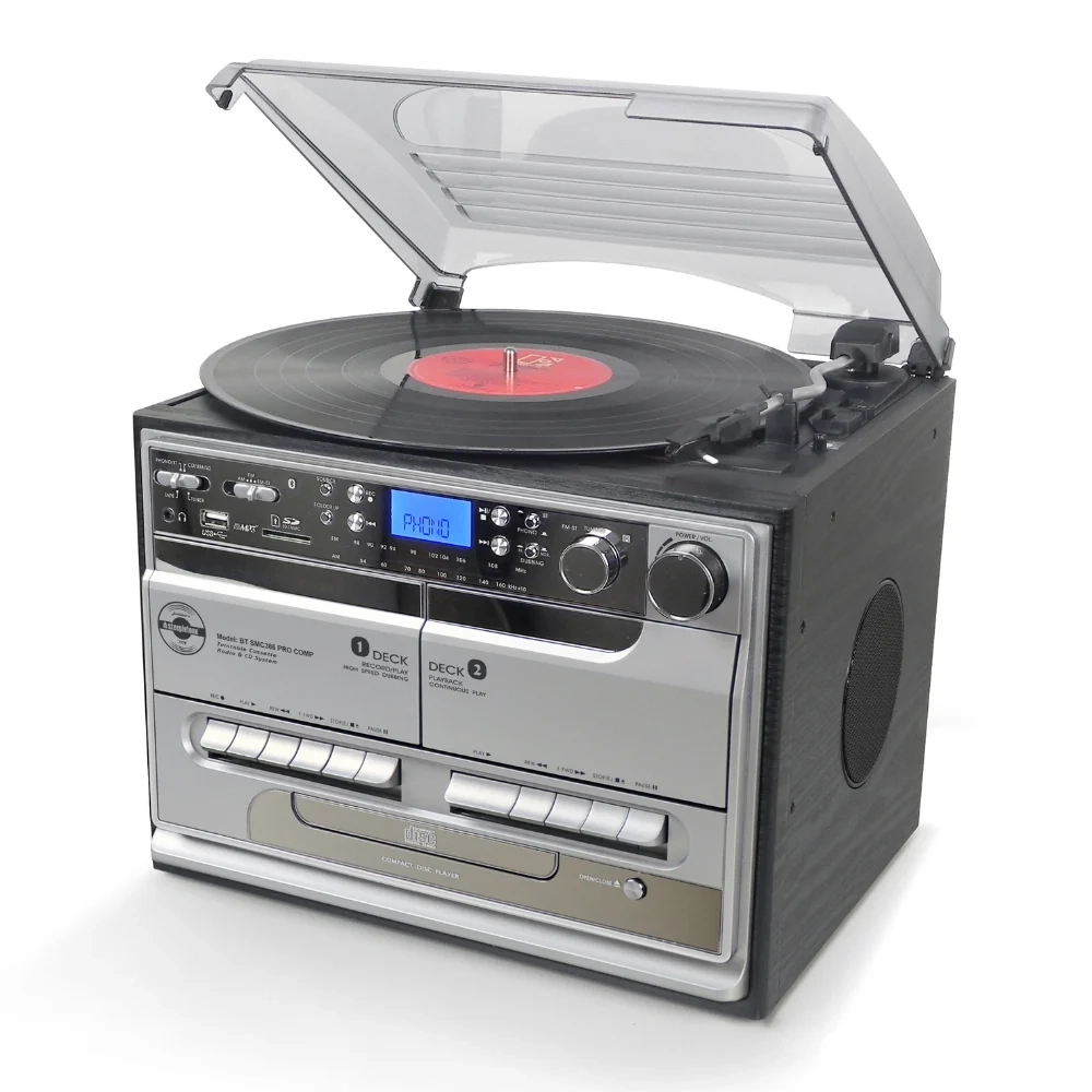 Steepletone SMC386 CBT PRO2 Compact Stand Alone 5-in-1 Music System with Bluetooth (Silver)