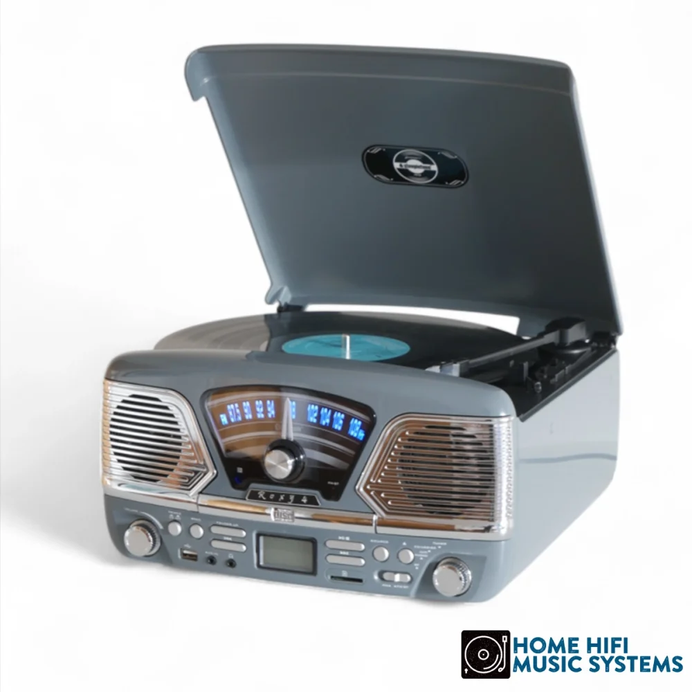 Steepletone Roxy 4 BT USB/CD Encode MP3/FM Radio Record Player (Grey)