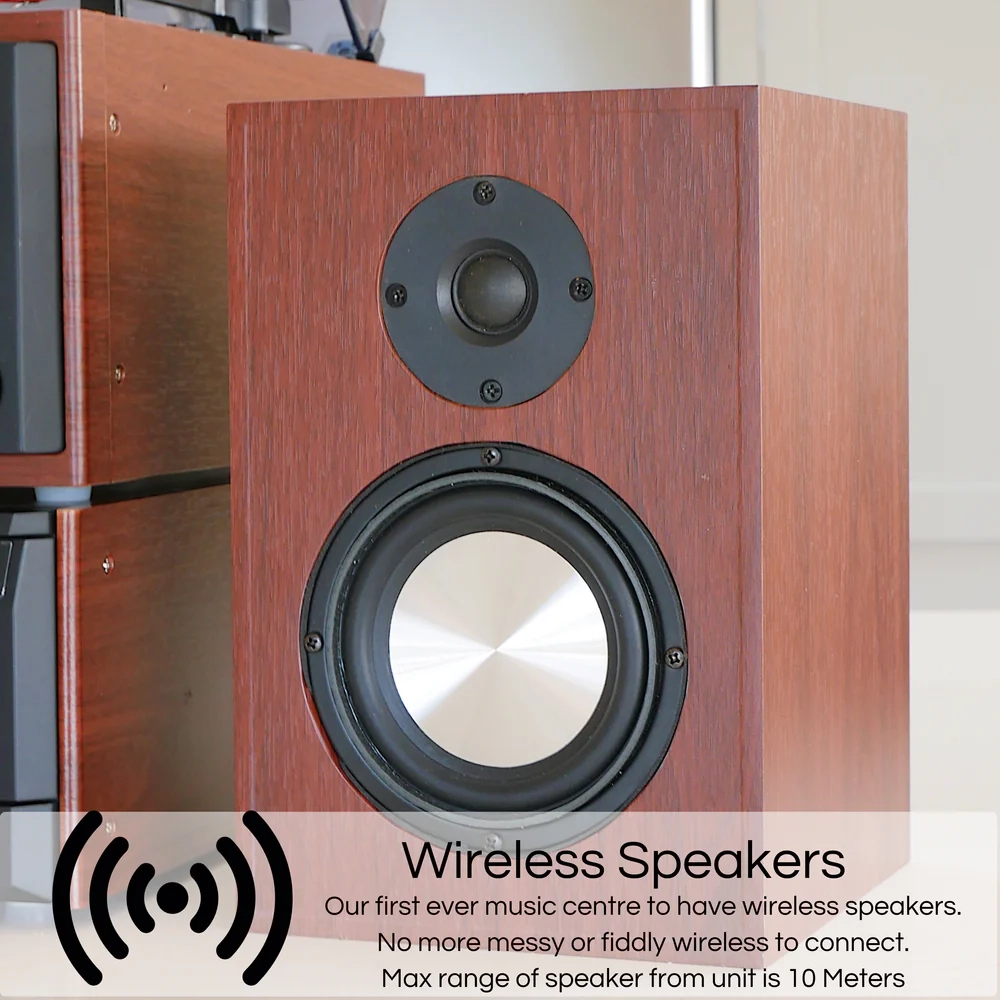 Steepletone Houston XP 6-in-1 Music System with CD Player Bluetooth DAB+/FM & USB Wireless Speakers (Black & Teak)