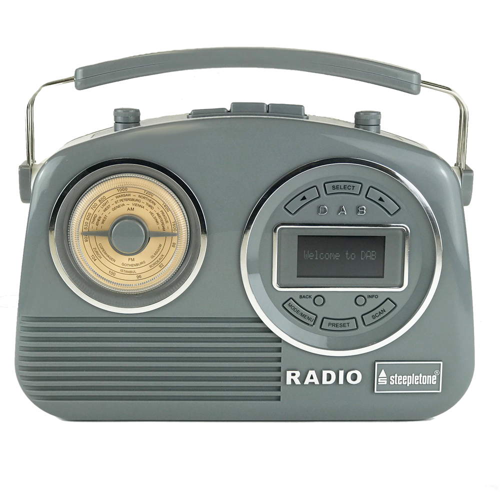 Steepletone Devon Retro Style 2-band Portable DAB Radio with AUX-IN
