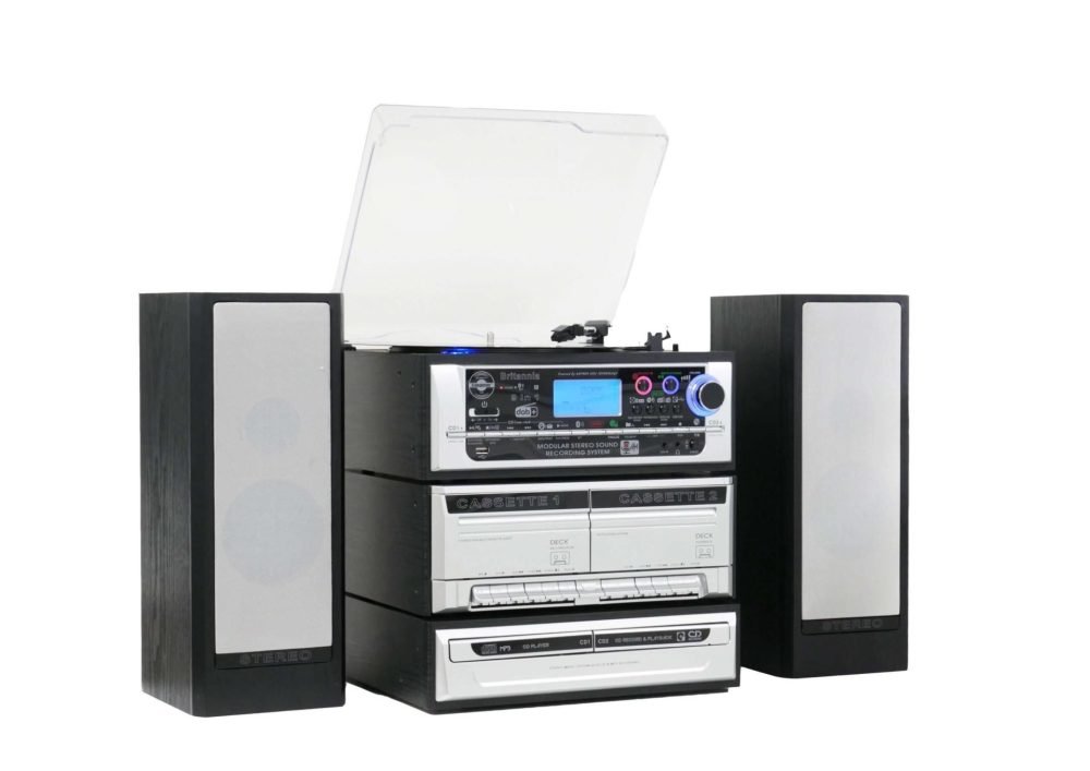 Steepletone Britannia 9-in-1 Modular Music System with Bluetooth DAB+/FM Twin CD & Cassette �?CD/MP3 Recording