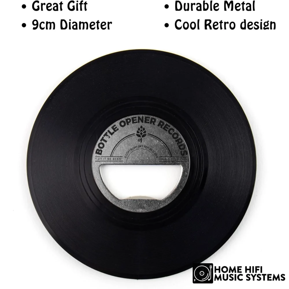 Vintage Vinyl Record Bottle Opener �?Retro Black Design for Music Lovers