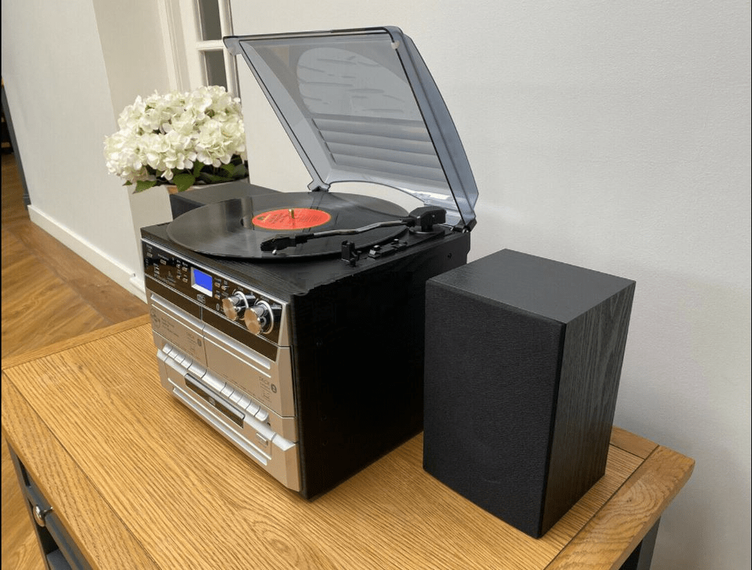 Steepletone Chicago 6-in-1 Recording Music System with Bluetooth, DAB+/FM Radio & Twin Cassette Decks (Silver)