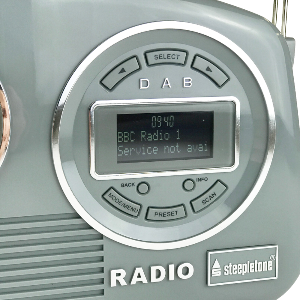 Steepletone Devon Retro Style 2-band Portable DAB Radio with AUX-IN