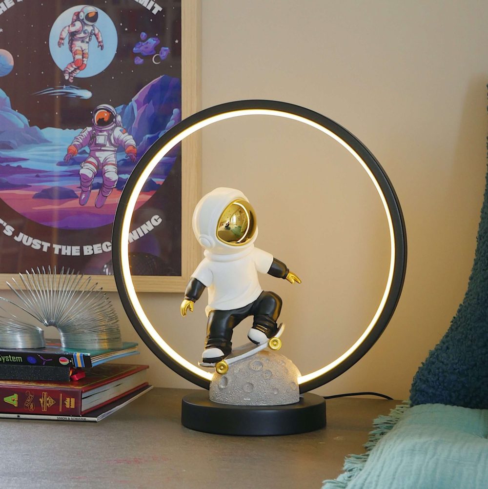 Steepletone Astro Skate Bedside Light �?Ultra Cool Astronaut figurine with Warm Glow LED Ring Light