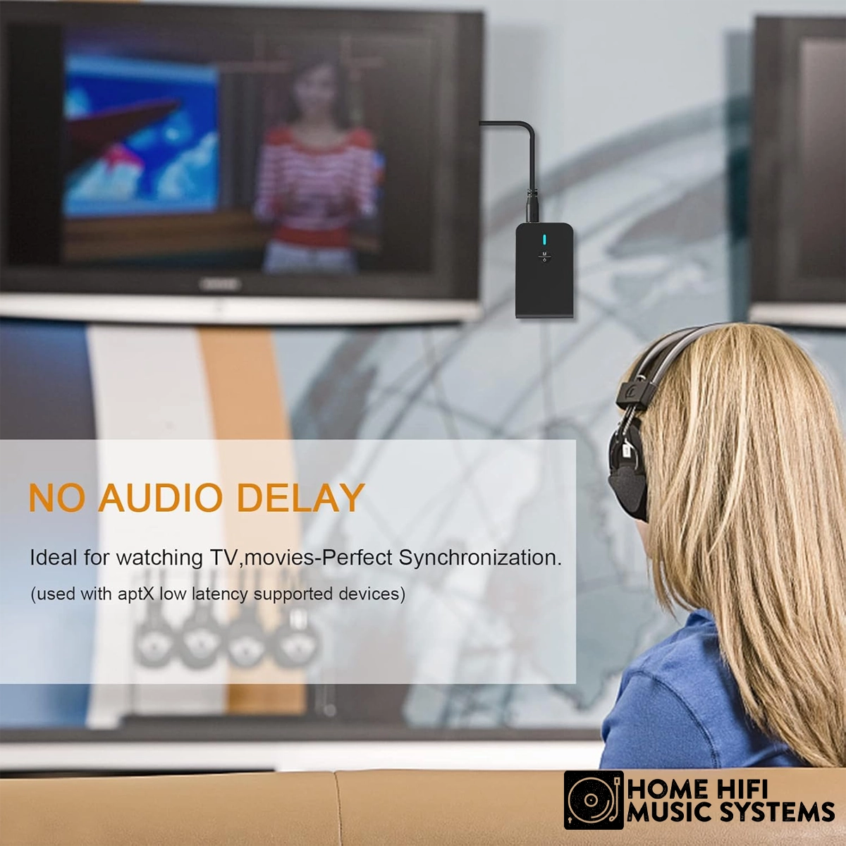 Bluetooth 5.0 Transmitter and Receiver, 2-in-1 Wireless Bluetooth Adapter, 3.5mm Bluetooth Audio Adapter for TV, PC, Headphones & Speakers (Black)