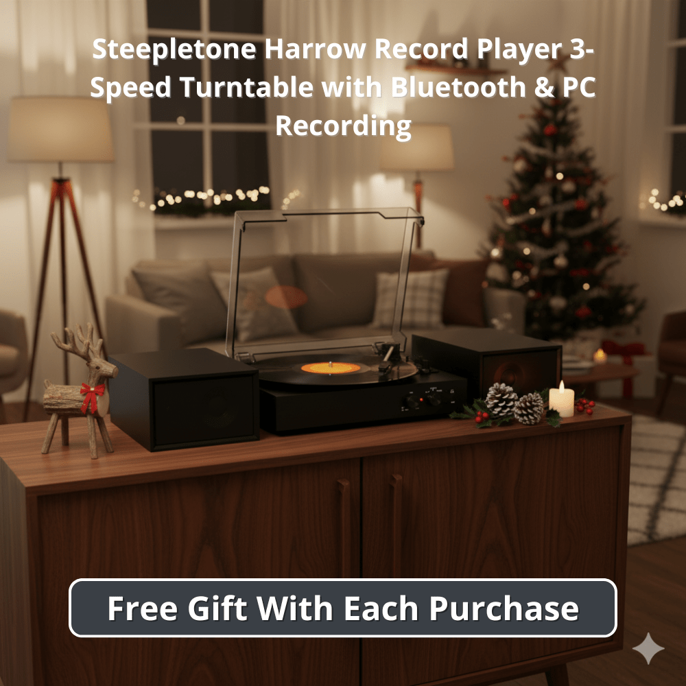 Steepletone Harrow Record Player 3-Speed Turntable with Bluetooth & PC Recording