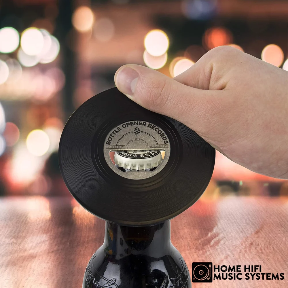 Vintage Vinyl Record Bottle Opener �?Retro Black Design for Music Lovers