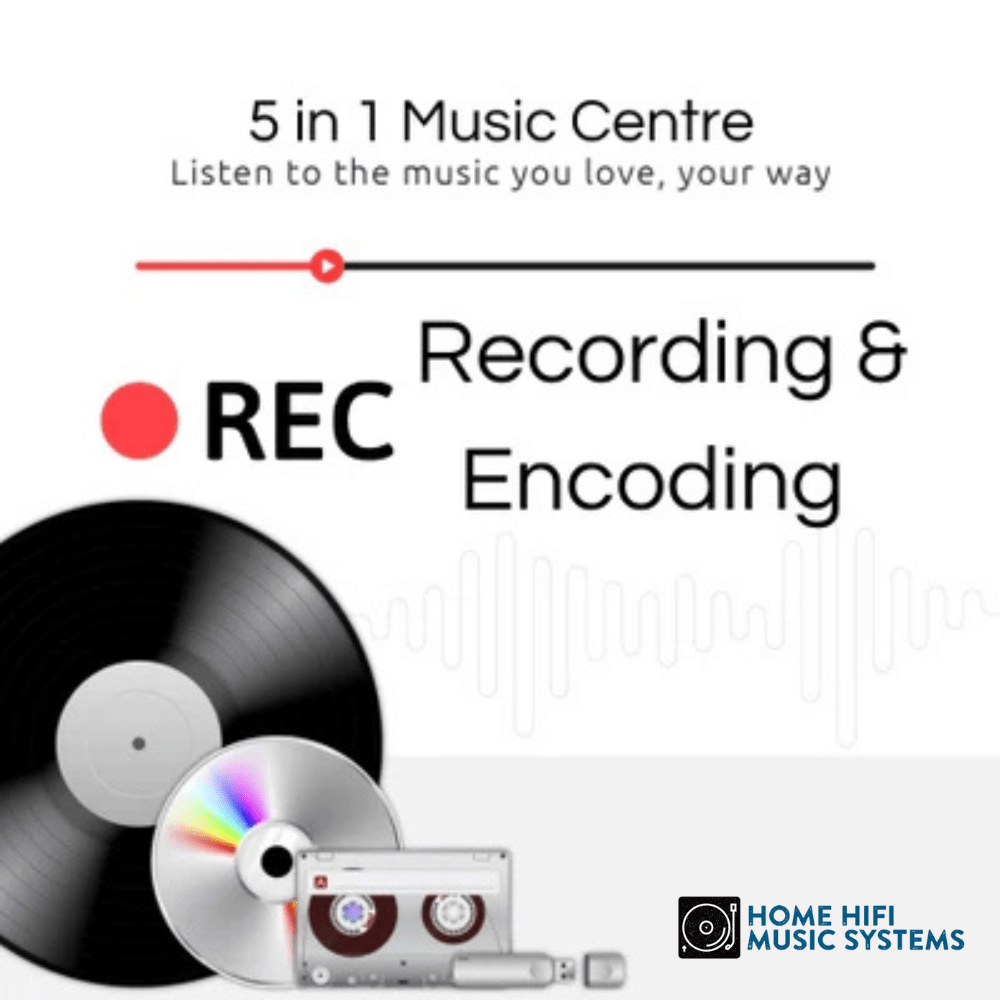 Steepletone Boston XP 5-in-1 Music System with CD Player Bluetooth Playback & USB Recording (Silver & Black)