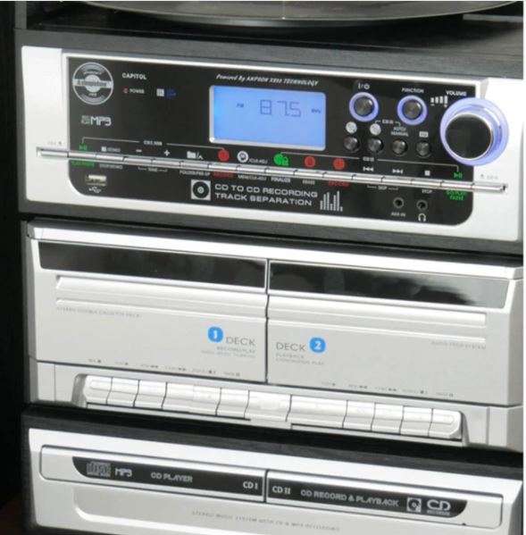 Steepletone Britannia 9-in-1 Modular Music System with Bluetooth DAB+/FM Twin CD & Cassette �?CD/MP3 Recording