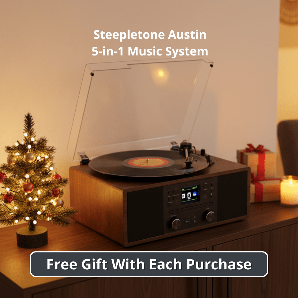 Steepletone Austin 5-in-1 Music System with CD Player, Bluetooth, DAB+ & FM Radio, USB Playback