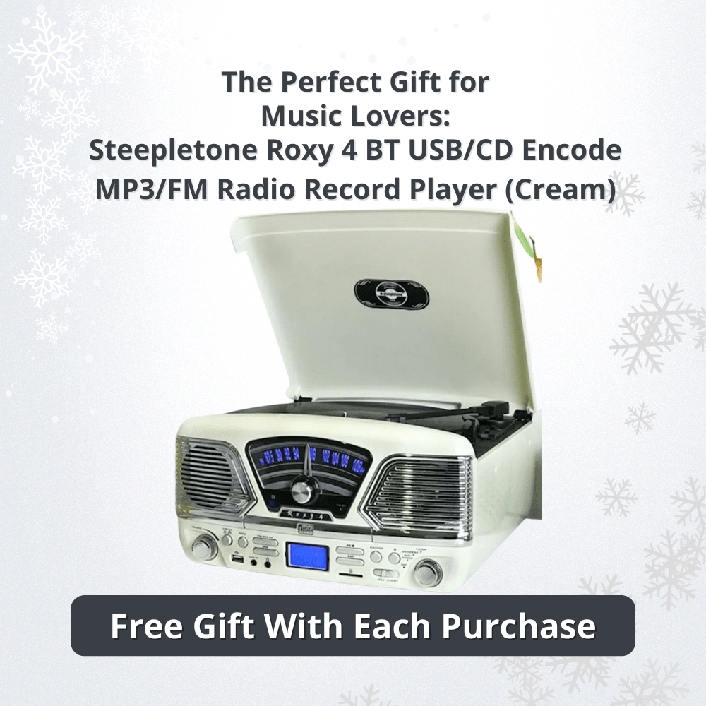 Steepletone Roxy 4 BT USB/CD Encode MP3/FM Radio Record Player (Cream)